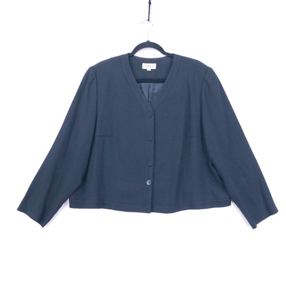 Tamotsu New York Womens Black Textured Button-Up Cardigan Blazer Size 2